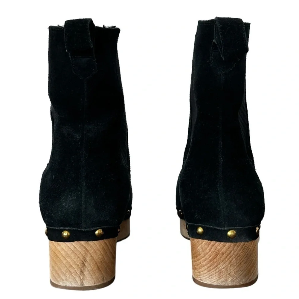 J. Crew Black Suede Leather Studded Clog Boots‎ Size 10.5
